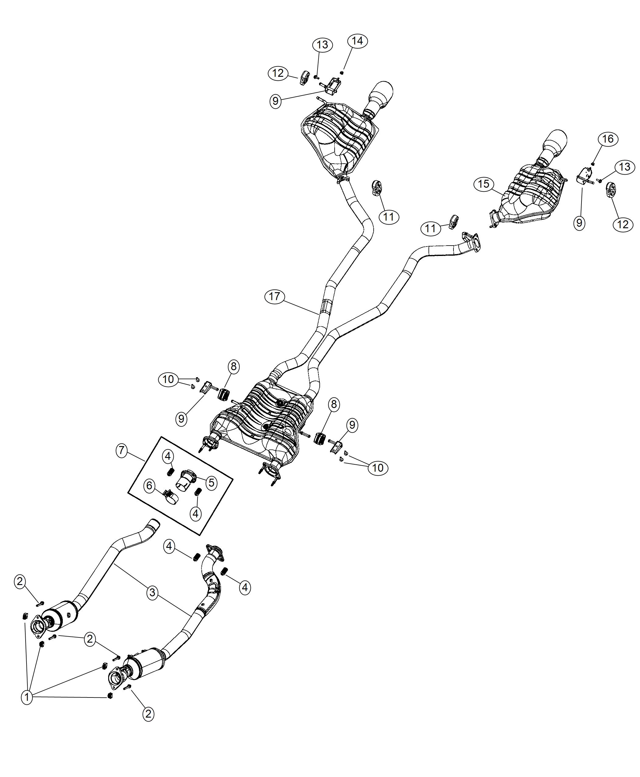 Diagram Exhaust System 5.7L [5.7L V8 HEMI MDS VVT Engine]. for your 2000 Chrysler 300  M 