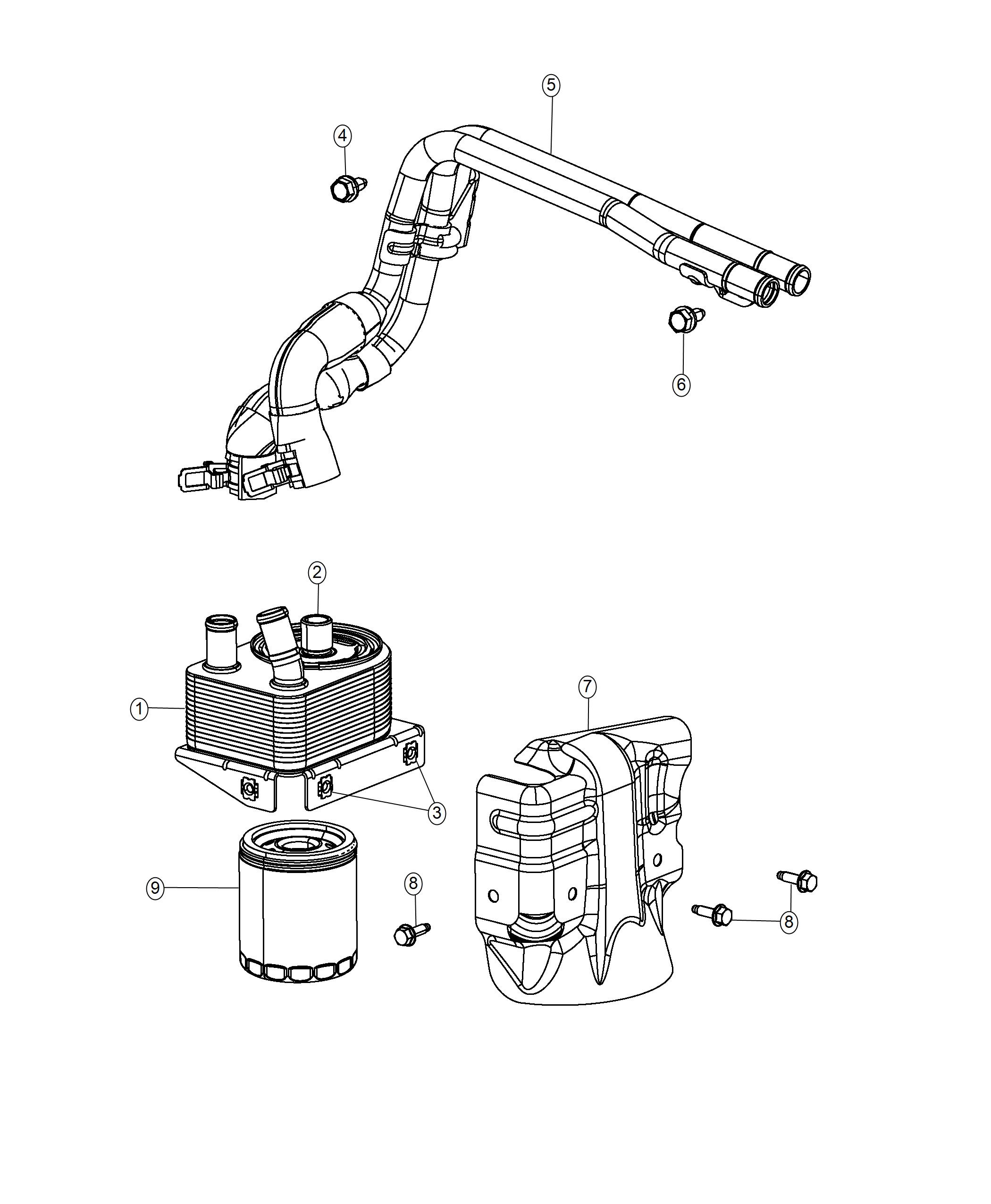 Diagram Engine Oil Cooler 2.4L. for your Jeep Compass  