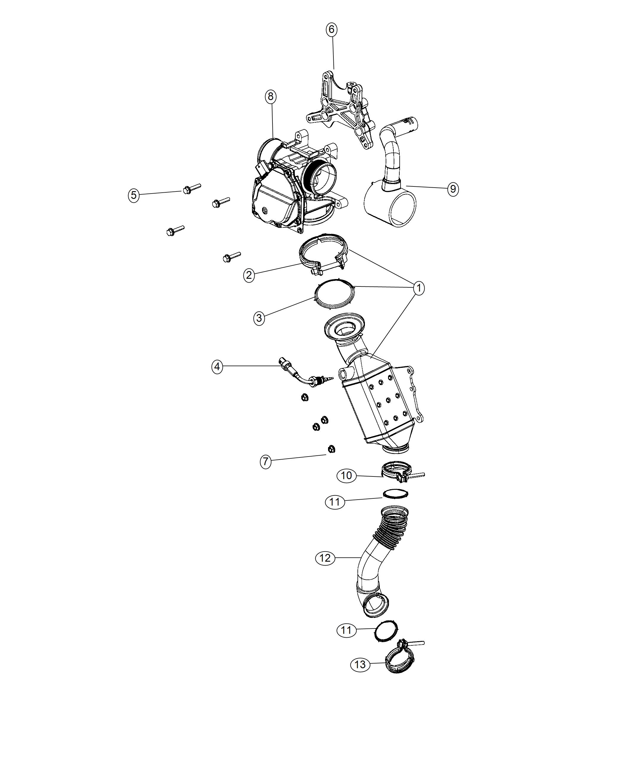 Diagram EGR Cooling System Heat Exchanger. for your 2022 Jeep Renegade   