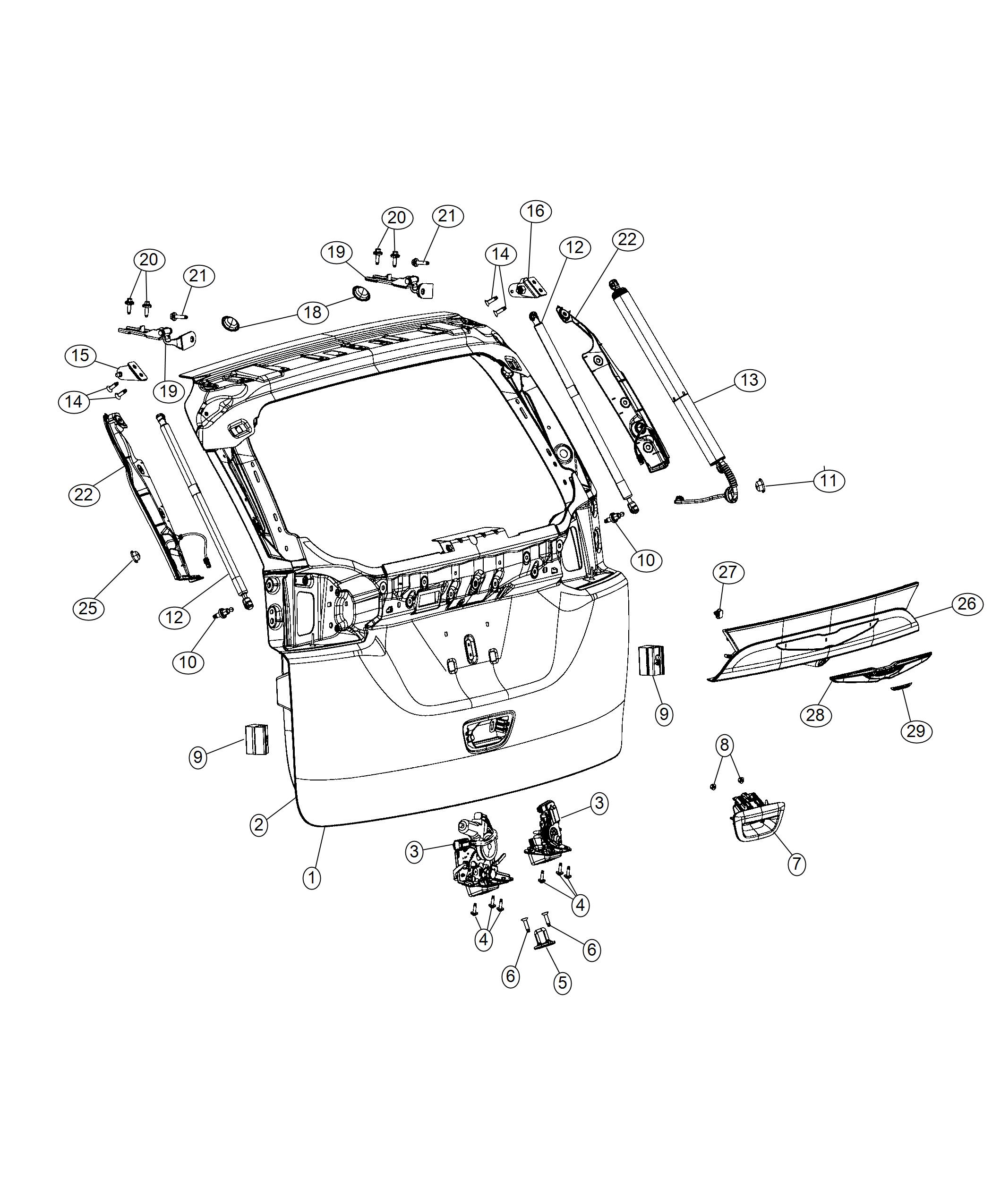 Diagram Liftgate. for your 2024 Chrysler Pacifica   