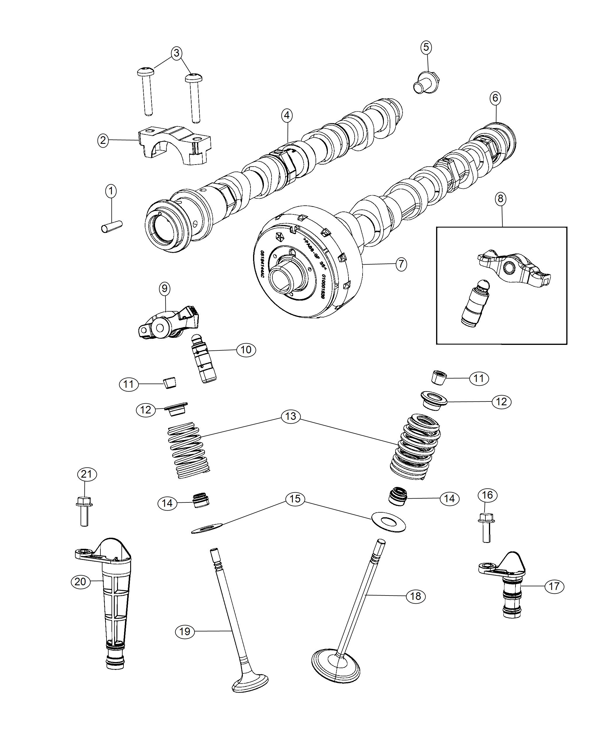 Diagram Camshafts And Valvetrain 3.6L. for your 2004 Chrysler 300  M 