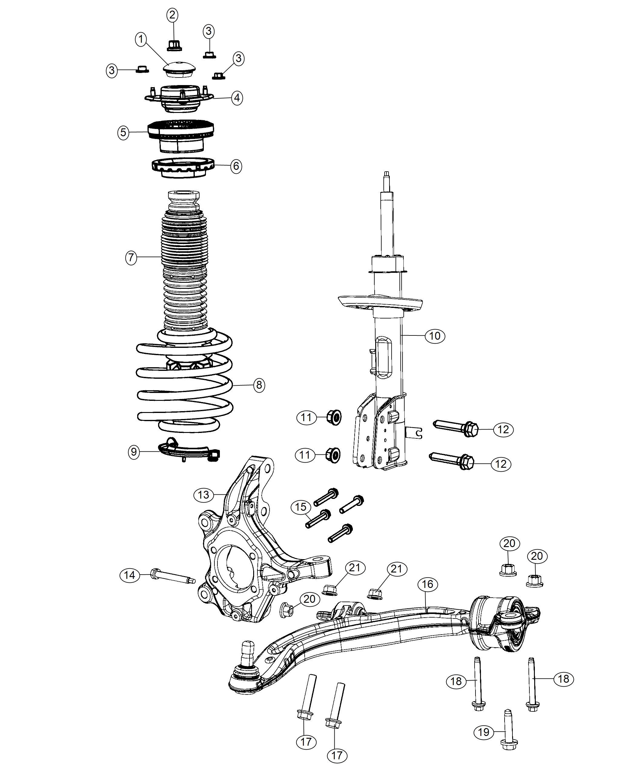 Diagram Suspension, Front. for your 1999 Dodge Grand Caravan   