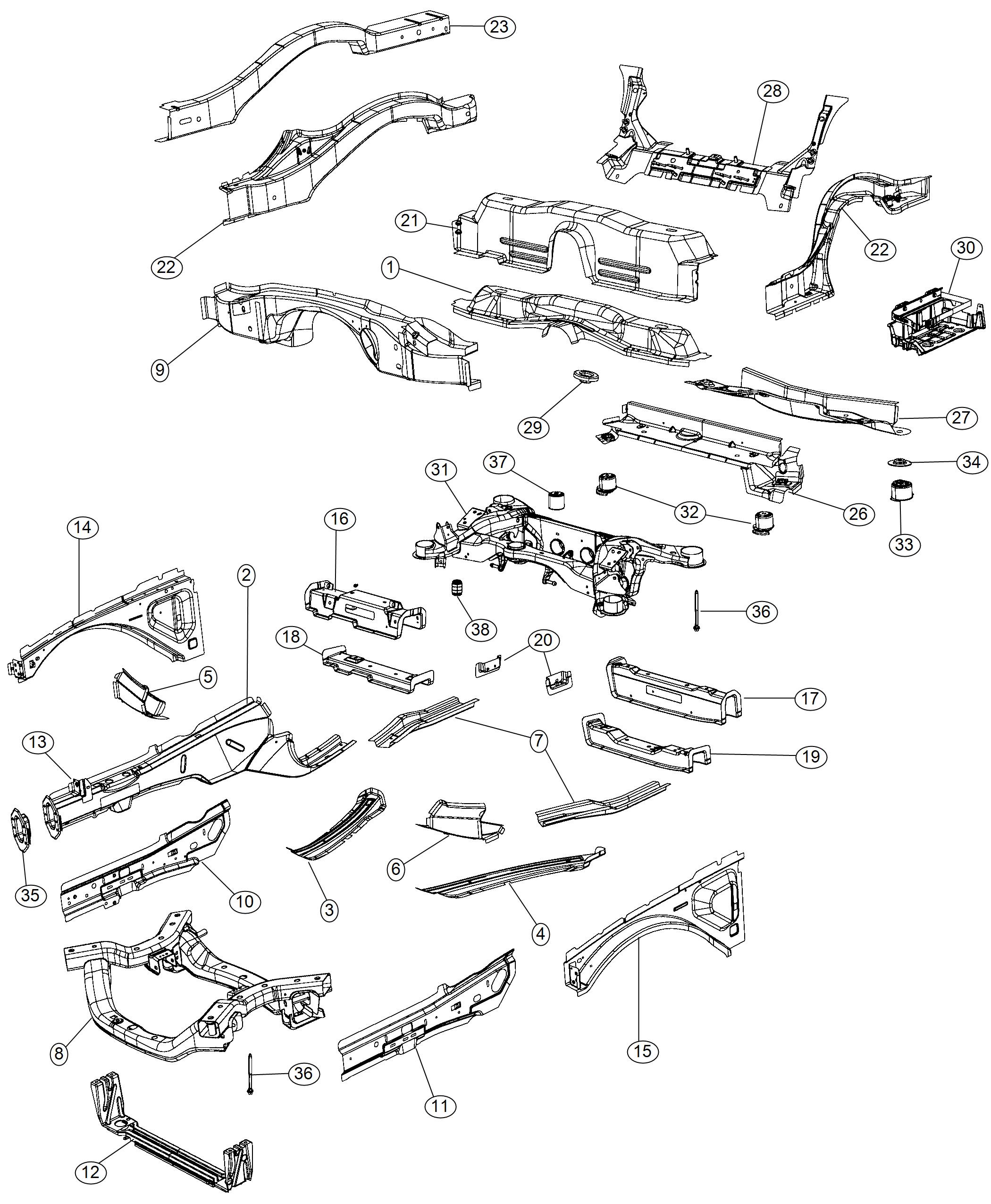 Diagram Frame Complete. for your 1999 Chrysler 300  M 