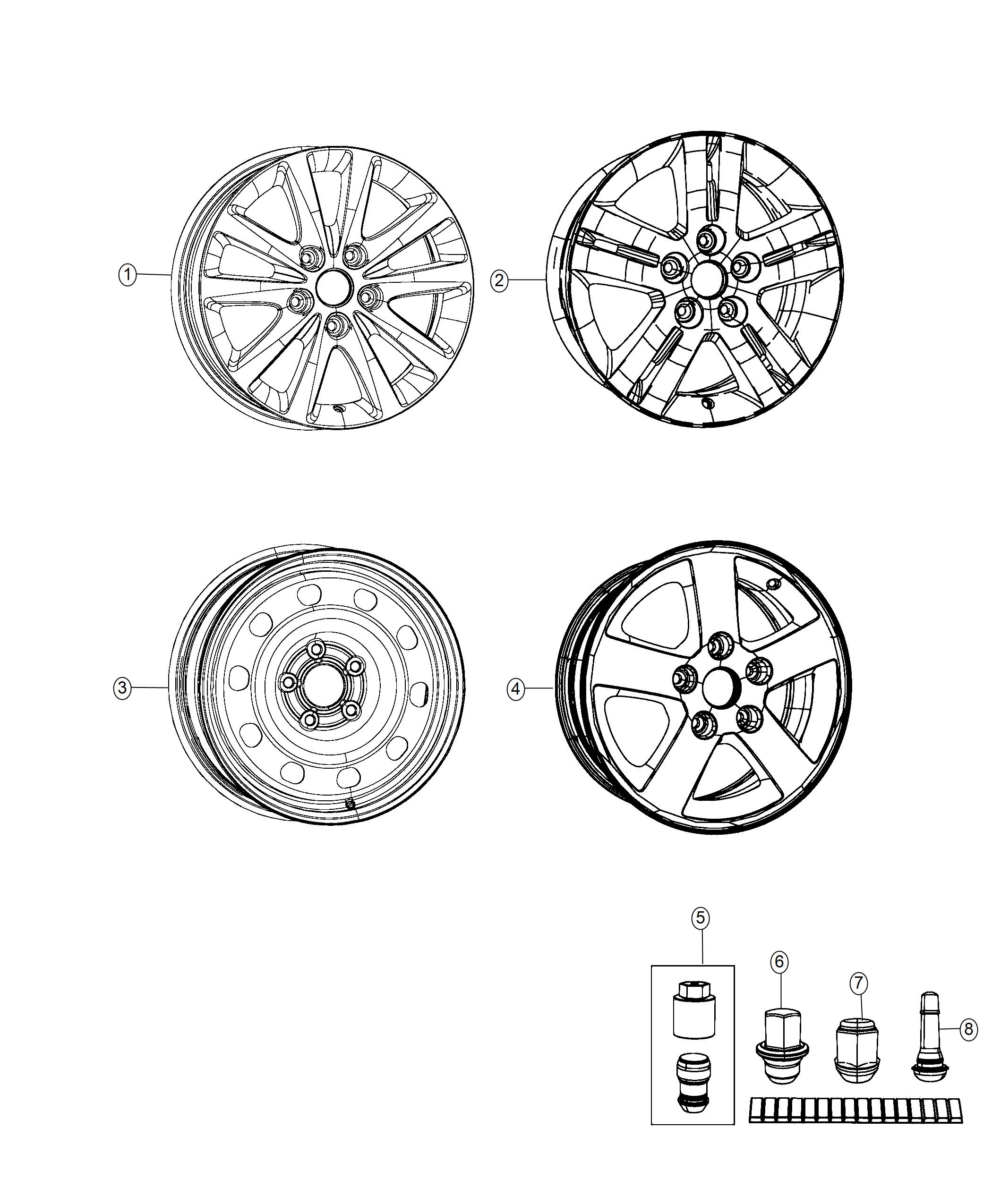 Diagram Wheels and Hardware. for your Dodge