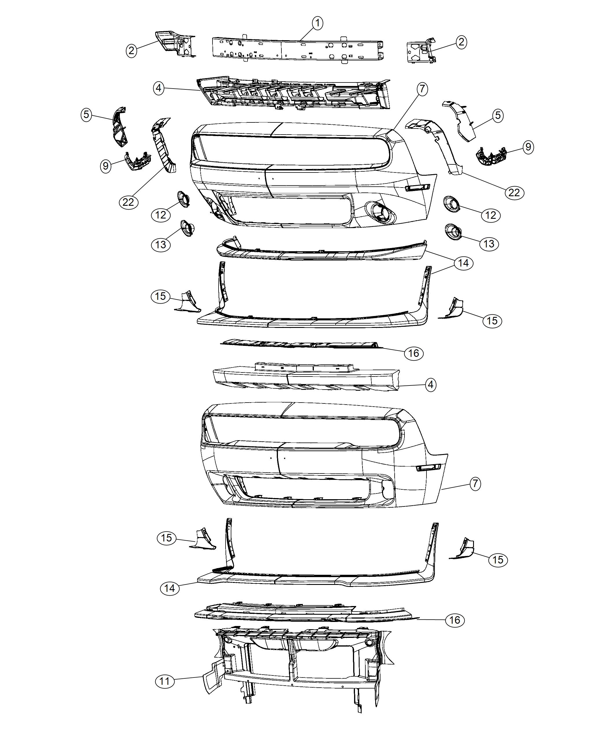 Diagram Fascia, Front. for your Chrysler 200  