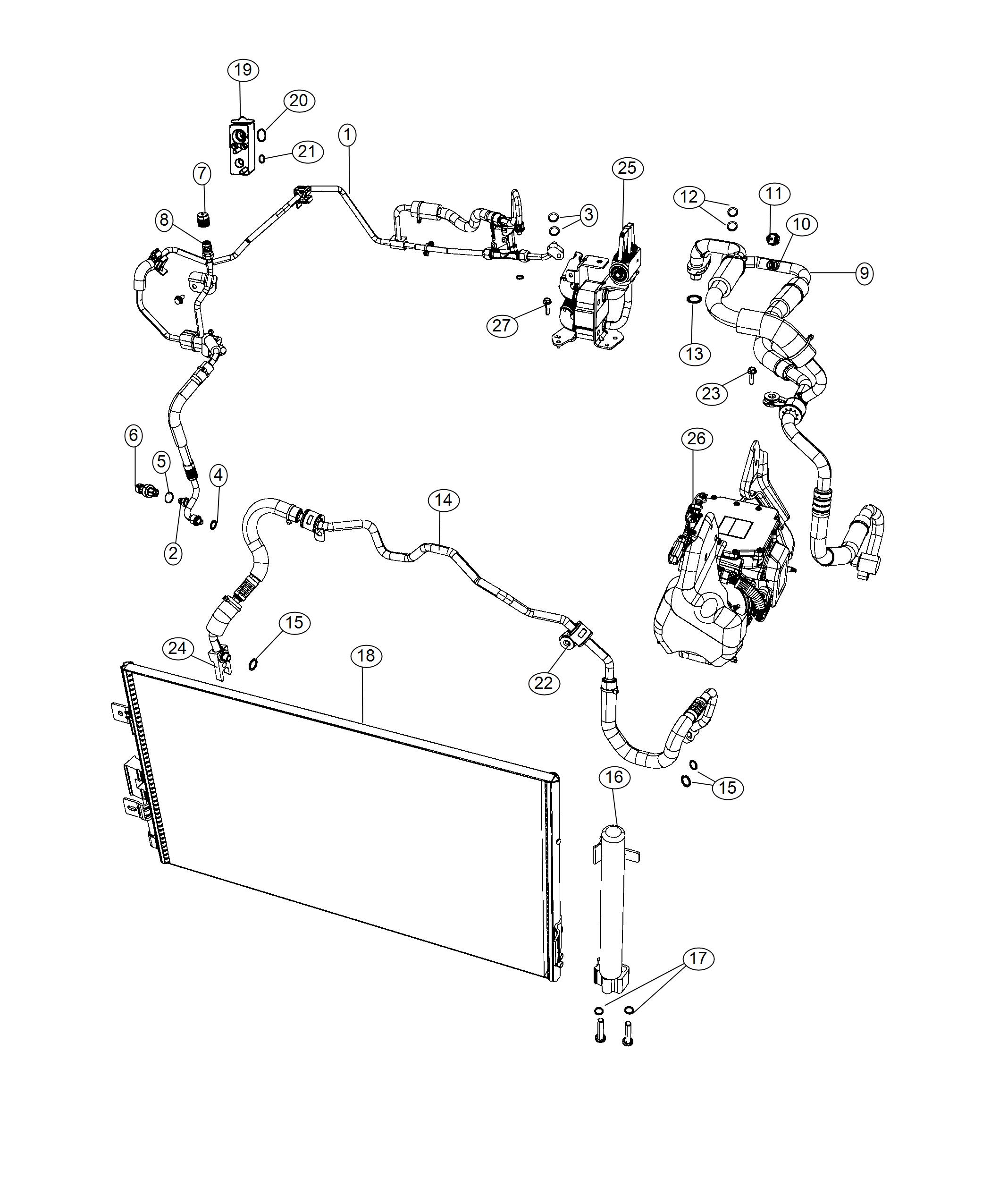 Diagram A/C Plumbing. for your 2018 Fiat 500X   