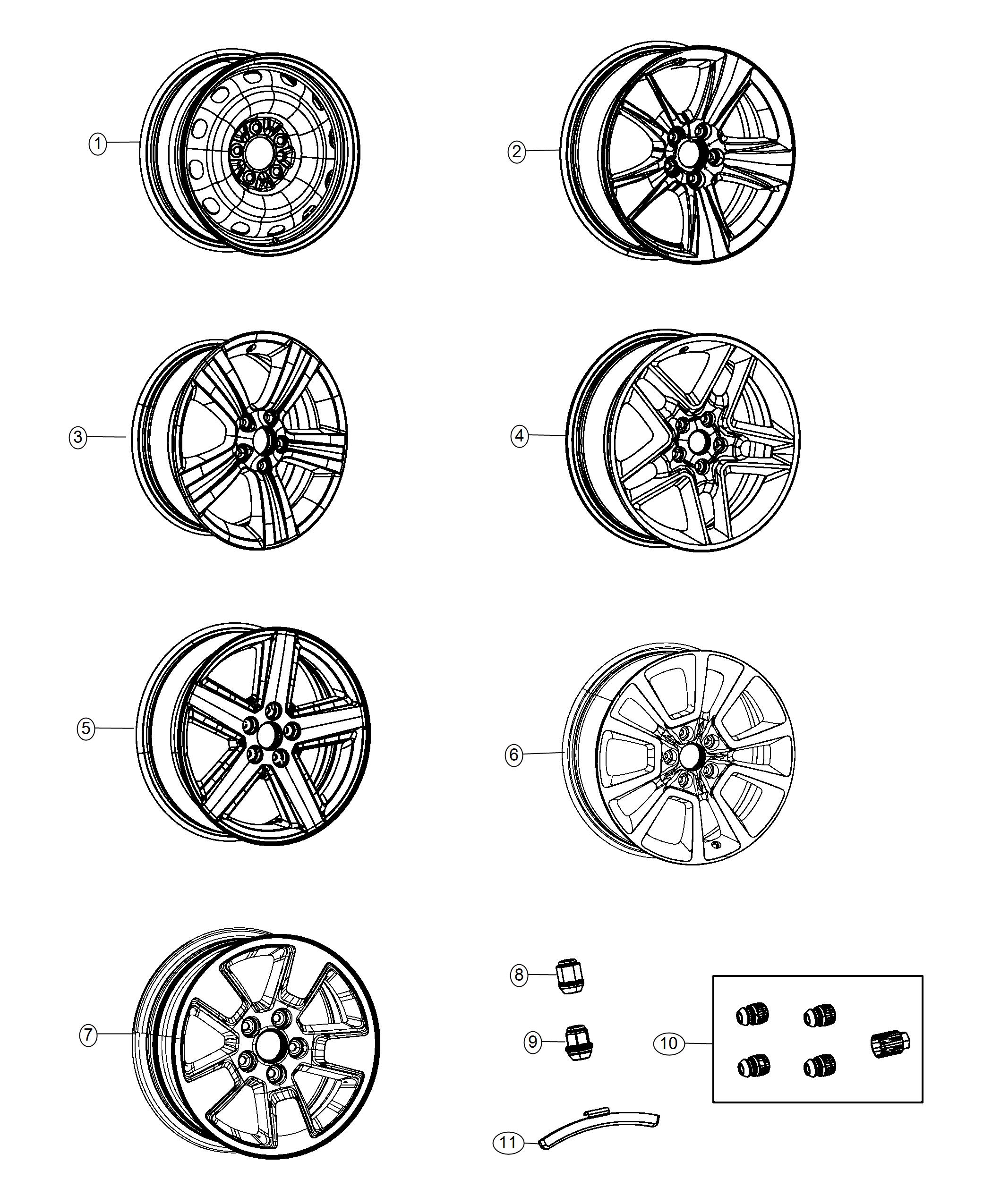 Diagram Wheels and Hardware. for your 2012 Jeep Patriot   