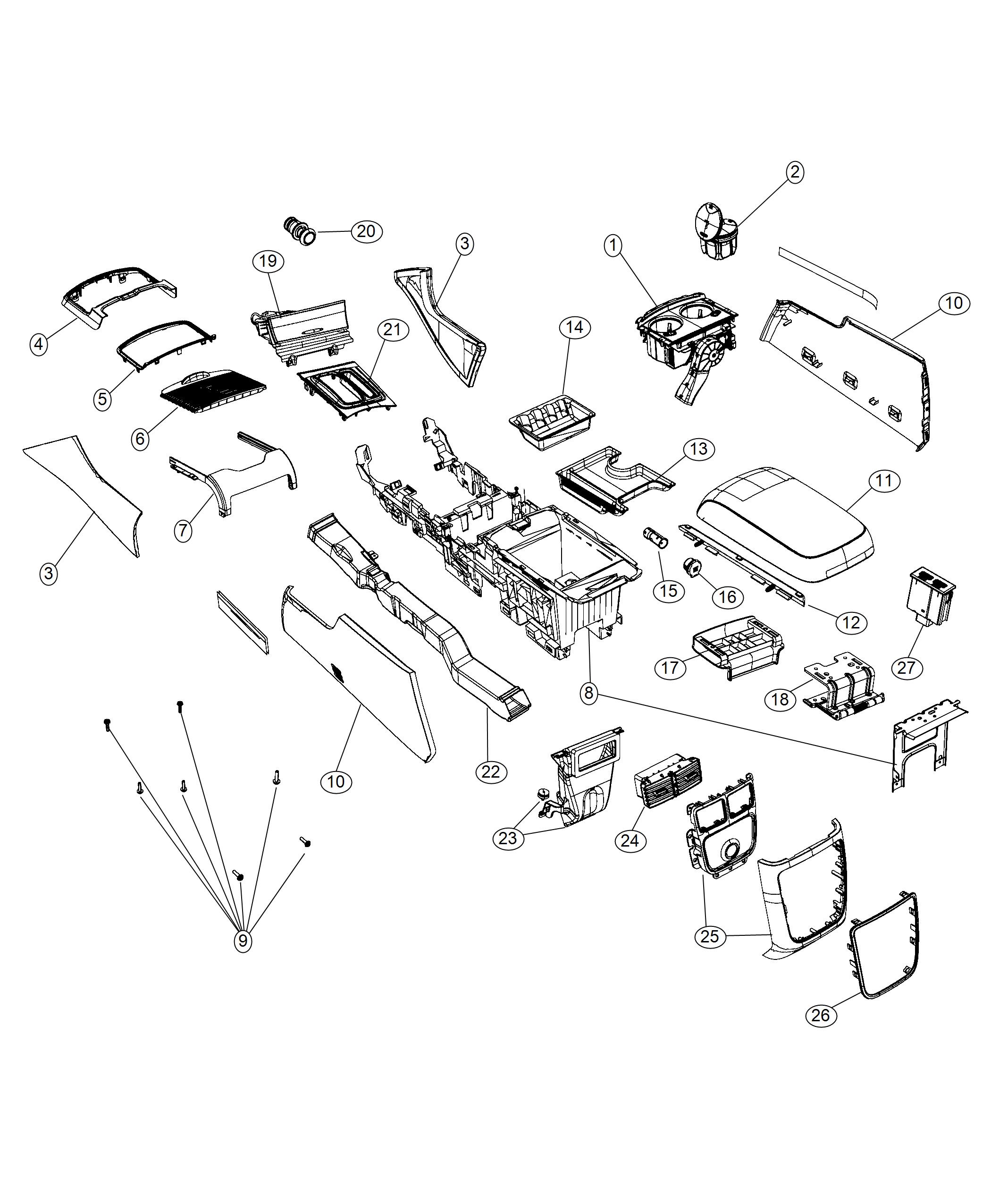 Diagram Floor Console. for your 2002 Chrysler 300 M  