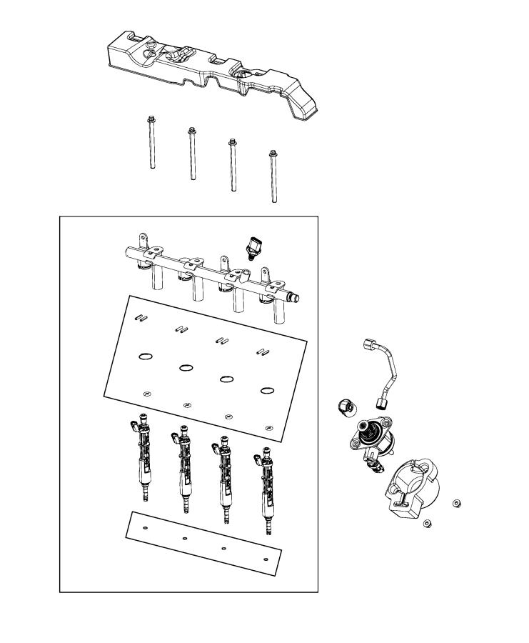 Diagram Fuel Rail and Injectors 2.0L [2.0L I4 DOHC DI Turbo Engine w/ ESS] [2.0L I4 DOHC DI TURBO ETORQUE ENGINE]. for your Jeep Wrangler  