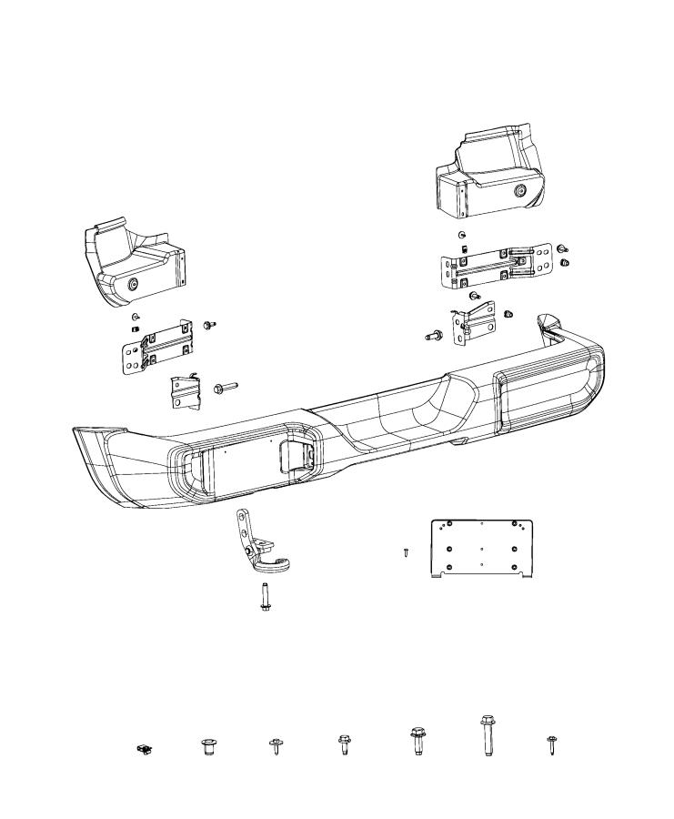 Diagram Rear Bumper, [Blow Molded Black Rear Bumper]. for your Jeep Wrangler  