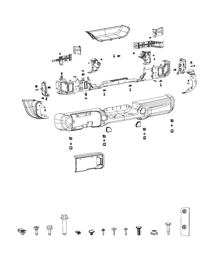 Diagram Rear Bumper, [Steel Rear Bumper]. for your 2022 Jeep Wrangler 3.0L Turbo V6 Diesel M/T 4WD Unlimited Sport 