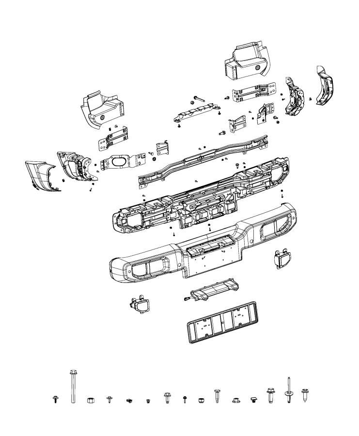 Diagram Rear Bumper, [Injection Molded Black Rear Bumper], Export. for your 2012 Jeep Wrangler   