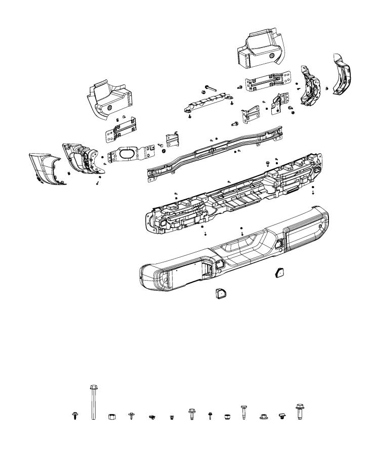 Diagram Rear Bumper, [Injection Molded Black Rear Bumper]. for your Jeep Wrangler  