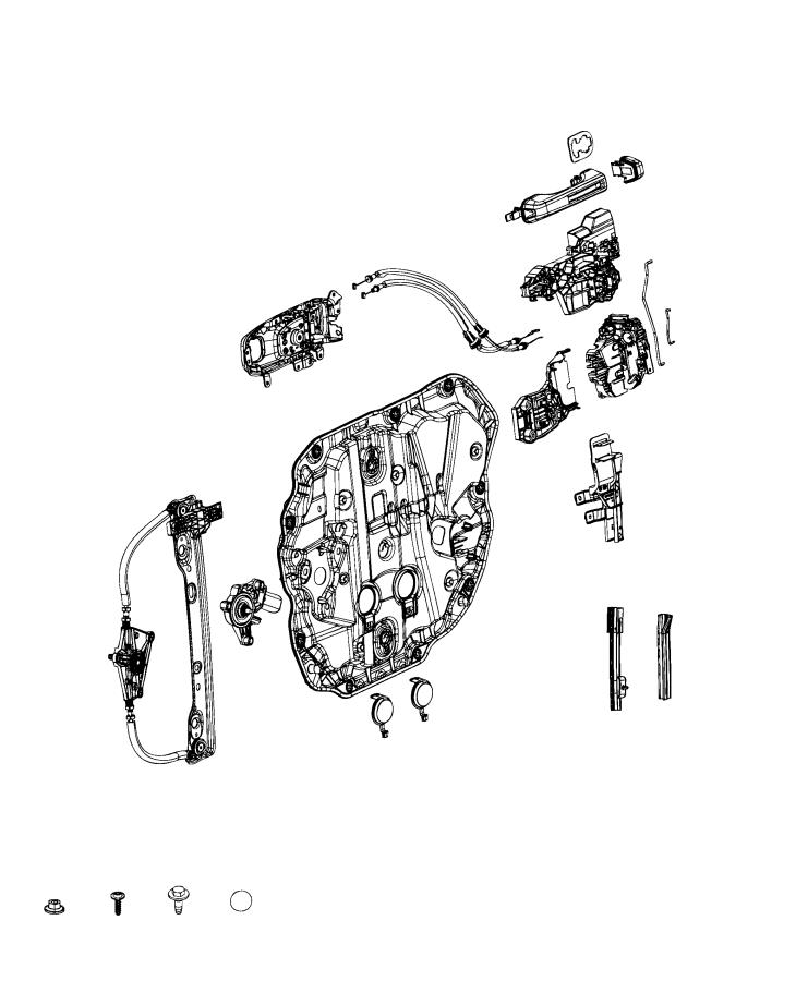 Diagram Front Door, Hardware Components, Full Door. for your 2004 Jeep Wrangler   