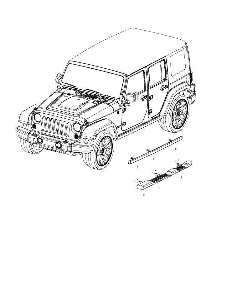 Diagram Running Boards and Side Steps. for your Jeep Wrangler  