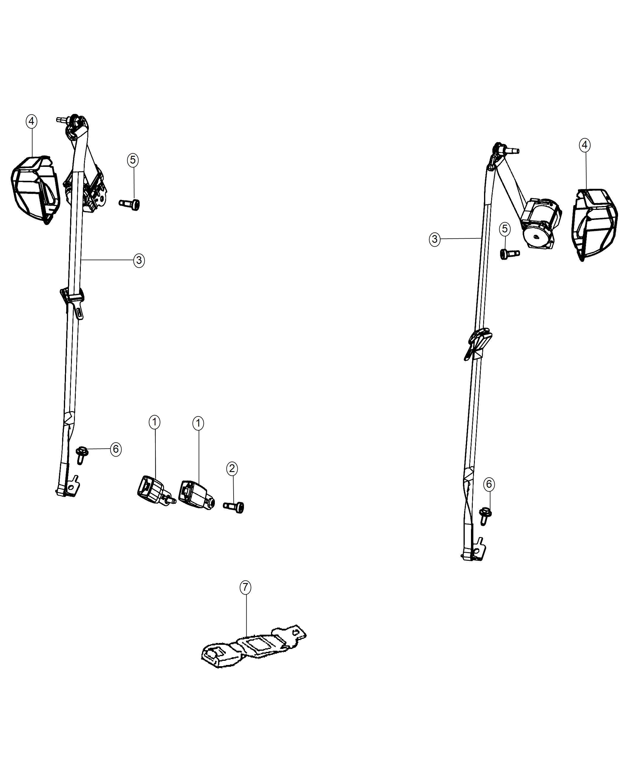 Seat Belts Second Row Buckets [2ND ROW FOLD/TUMBLE CAPTAIN CHAIRS]. Diagram