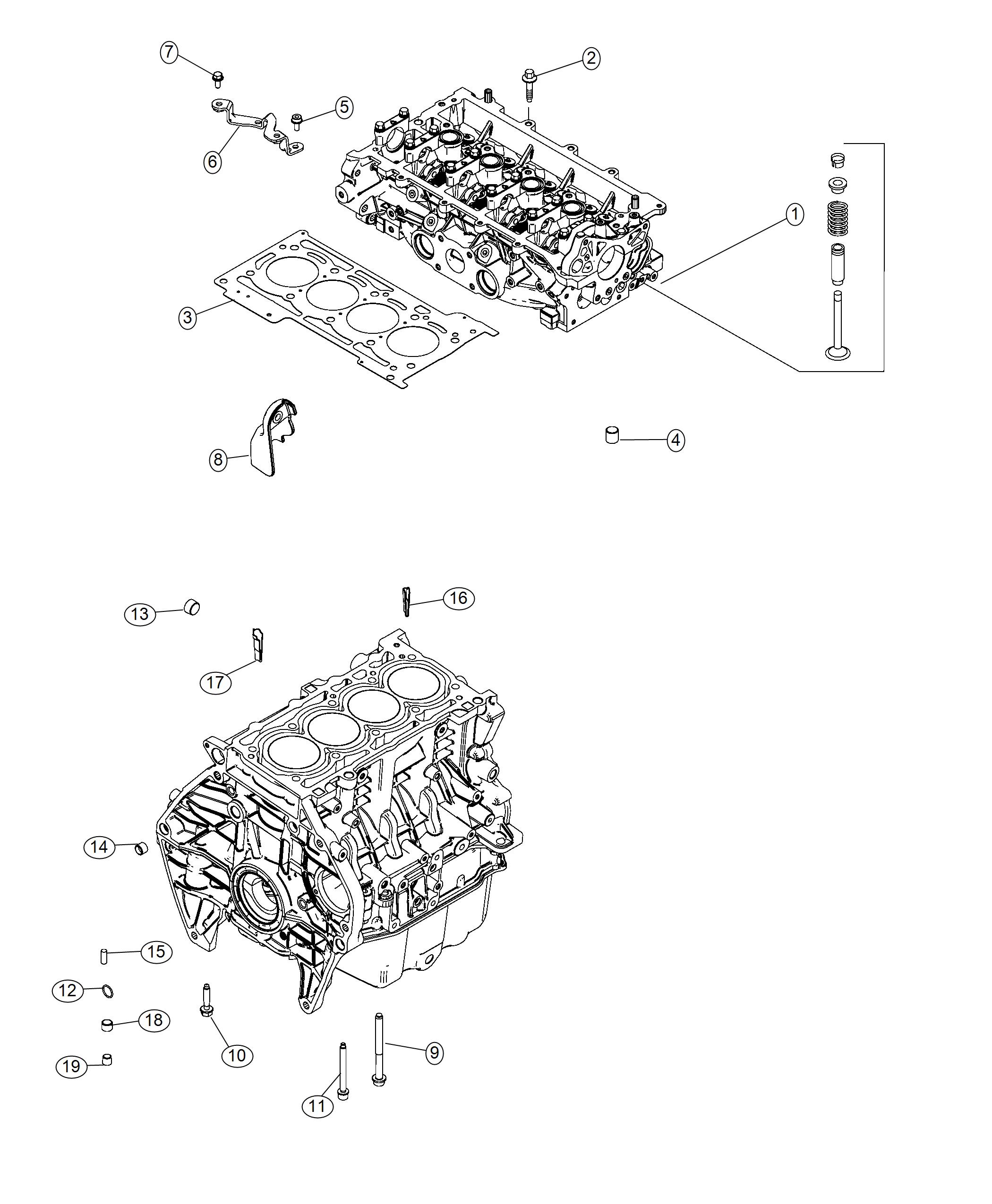 Diagram Engine Cylinder Block And Hardware 1.3L Turbocharged. for your Fiat 500X  