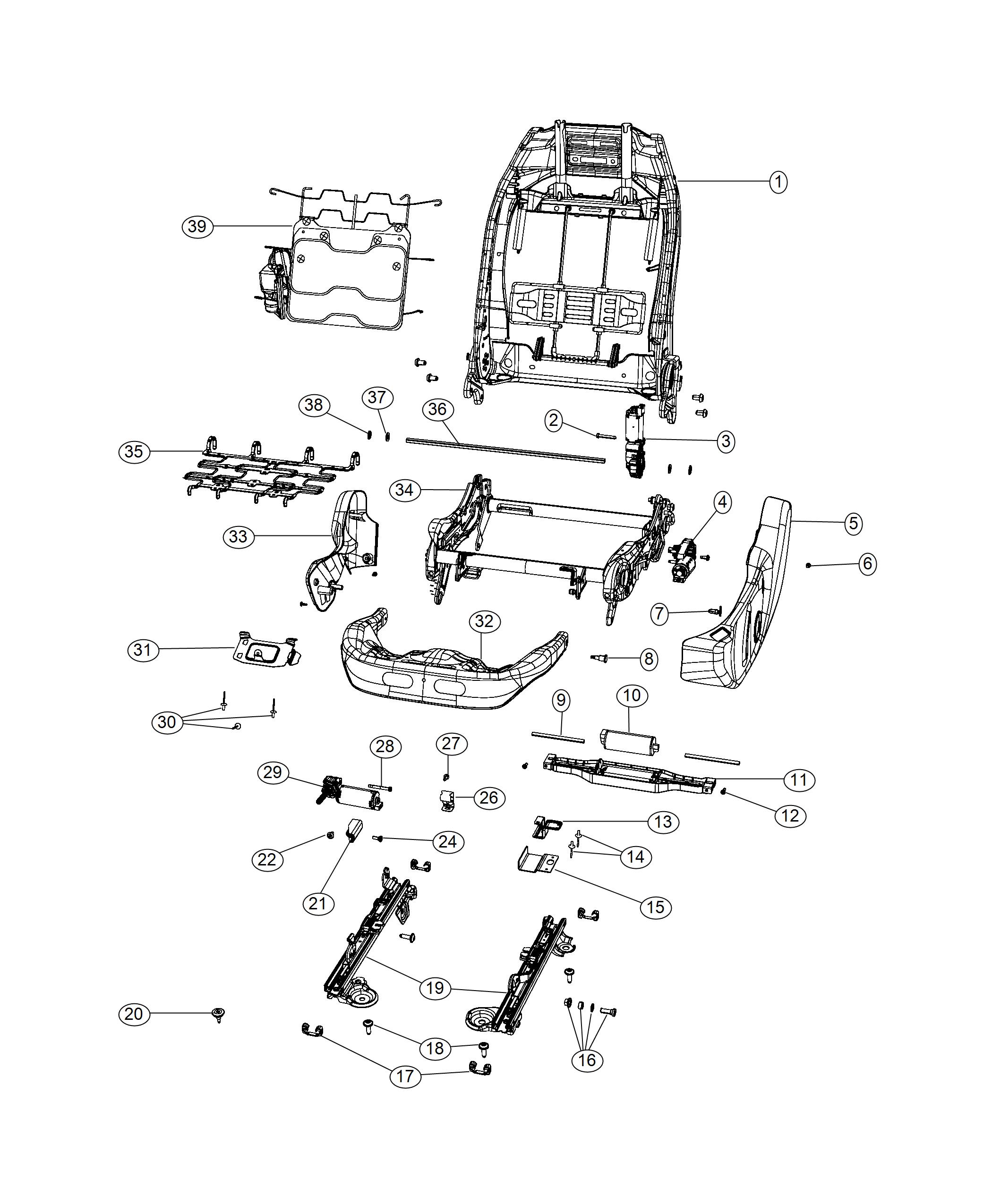 Adjusters, Recliners and Shields - Driver Seat - Power. Diagram