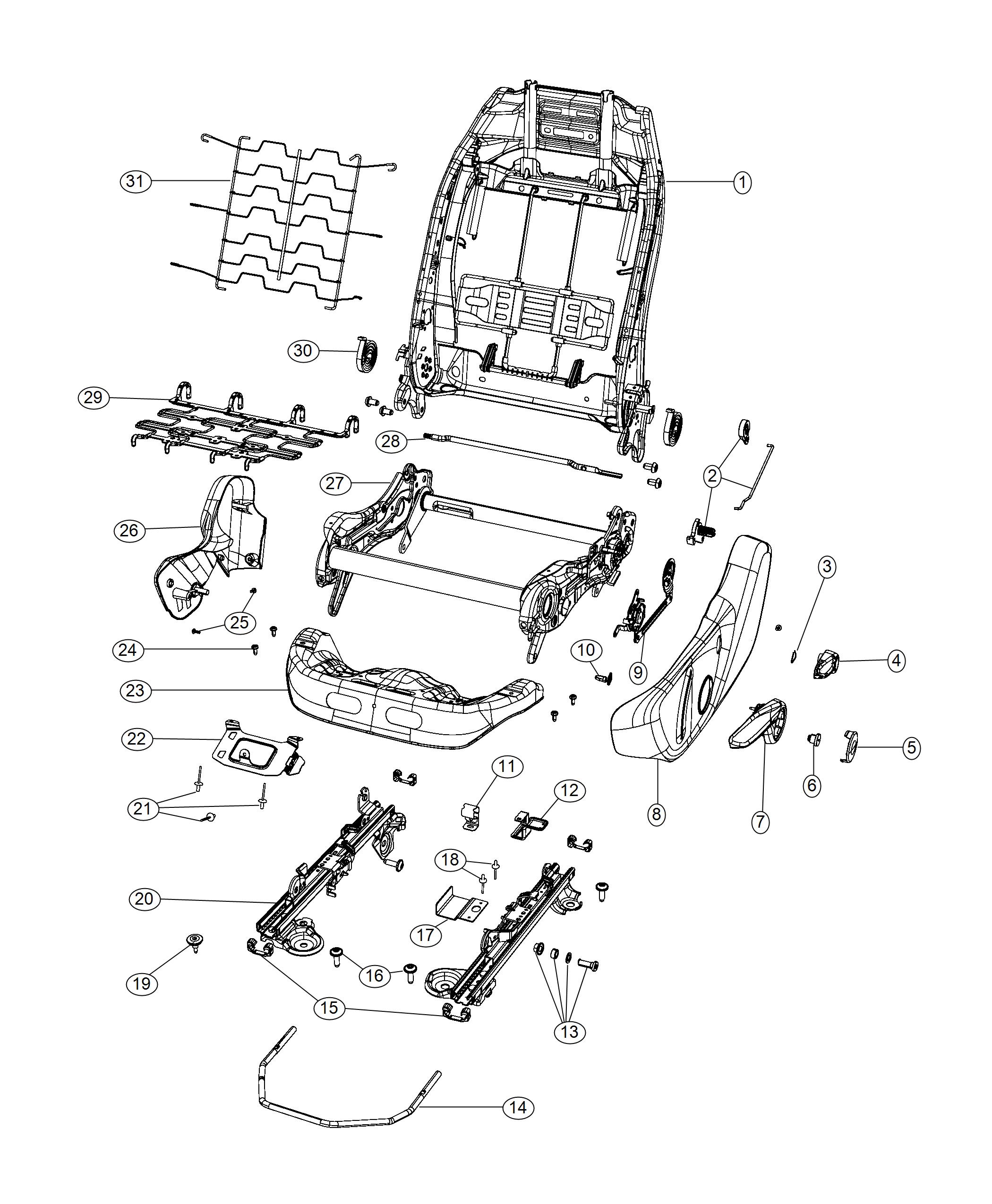 Adjusters, Recliners and Shields - Driver Seat - Manual. Diagram