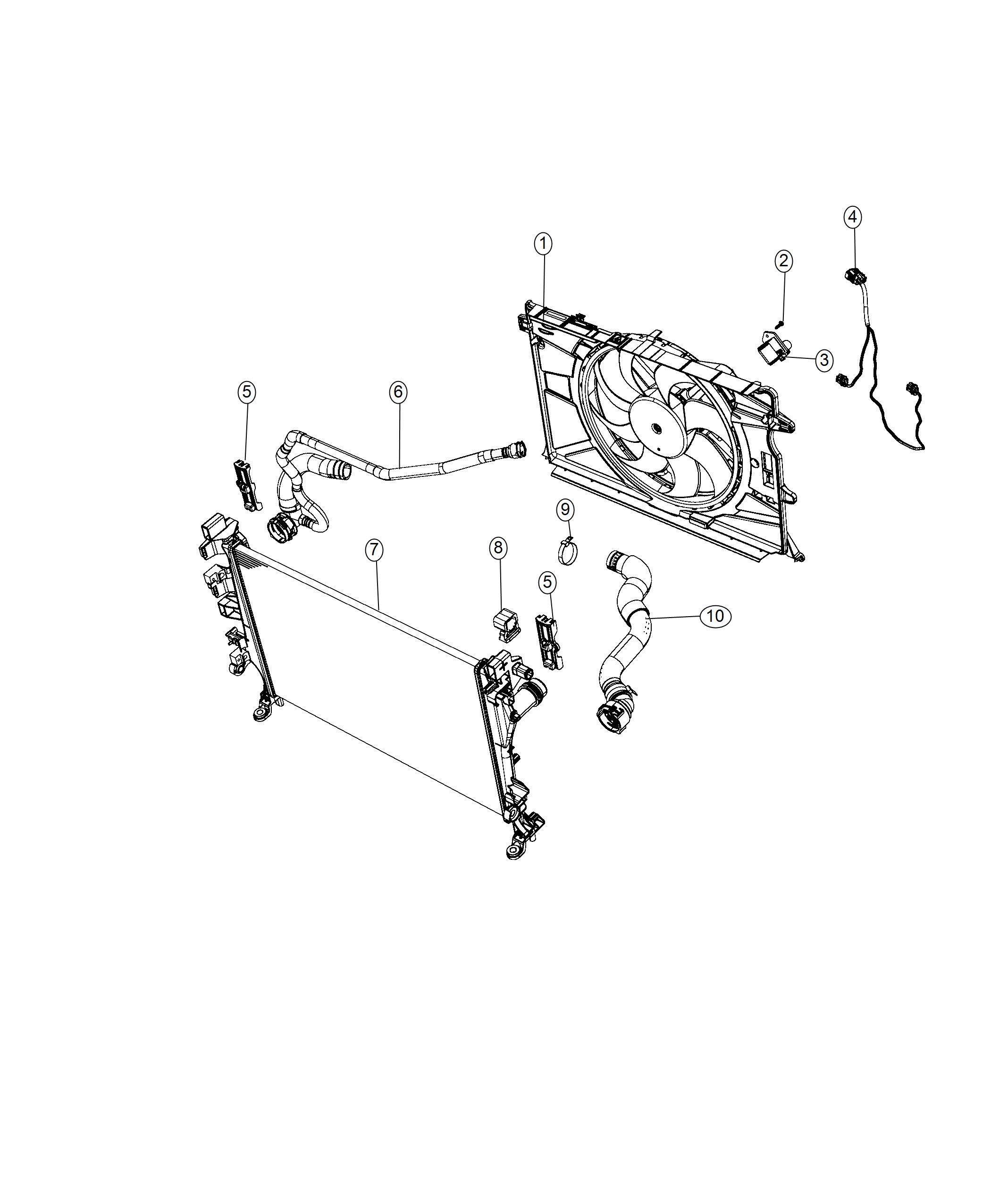 Diagram Radiator and Related Parts,1.4L [1.4L I4 MULTIAIR TURBO ENGINE]. for your Jeep