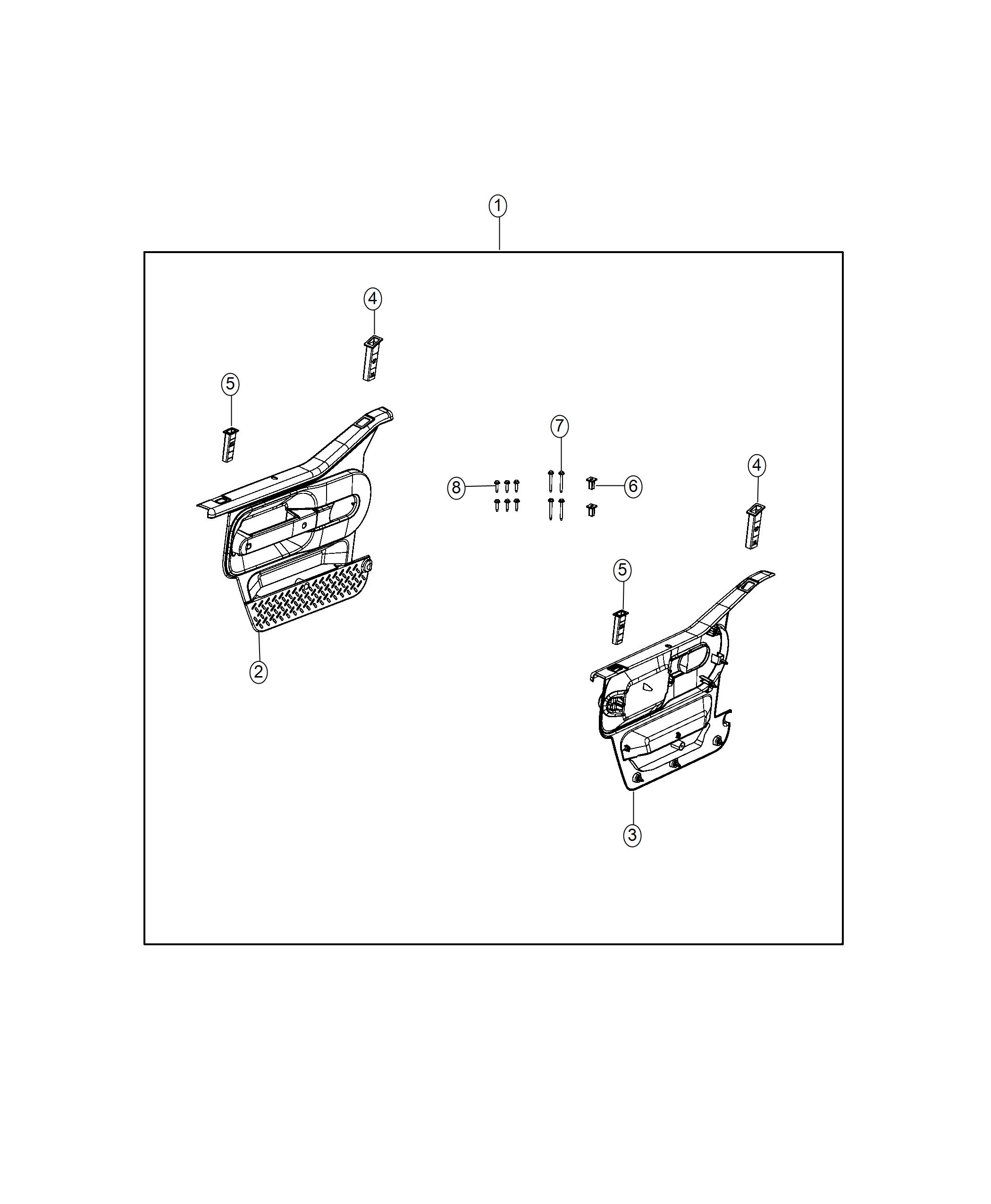 Diagram Door kit, Trim Front. for your 2015 Jeep Wrangler   