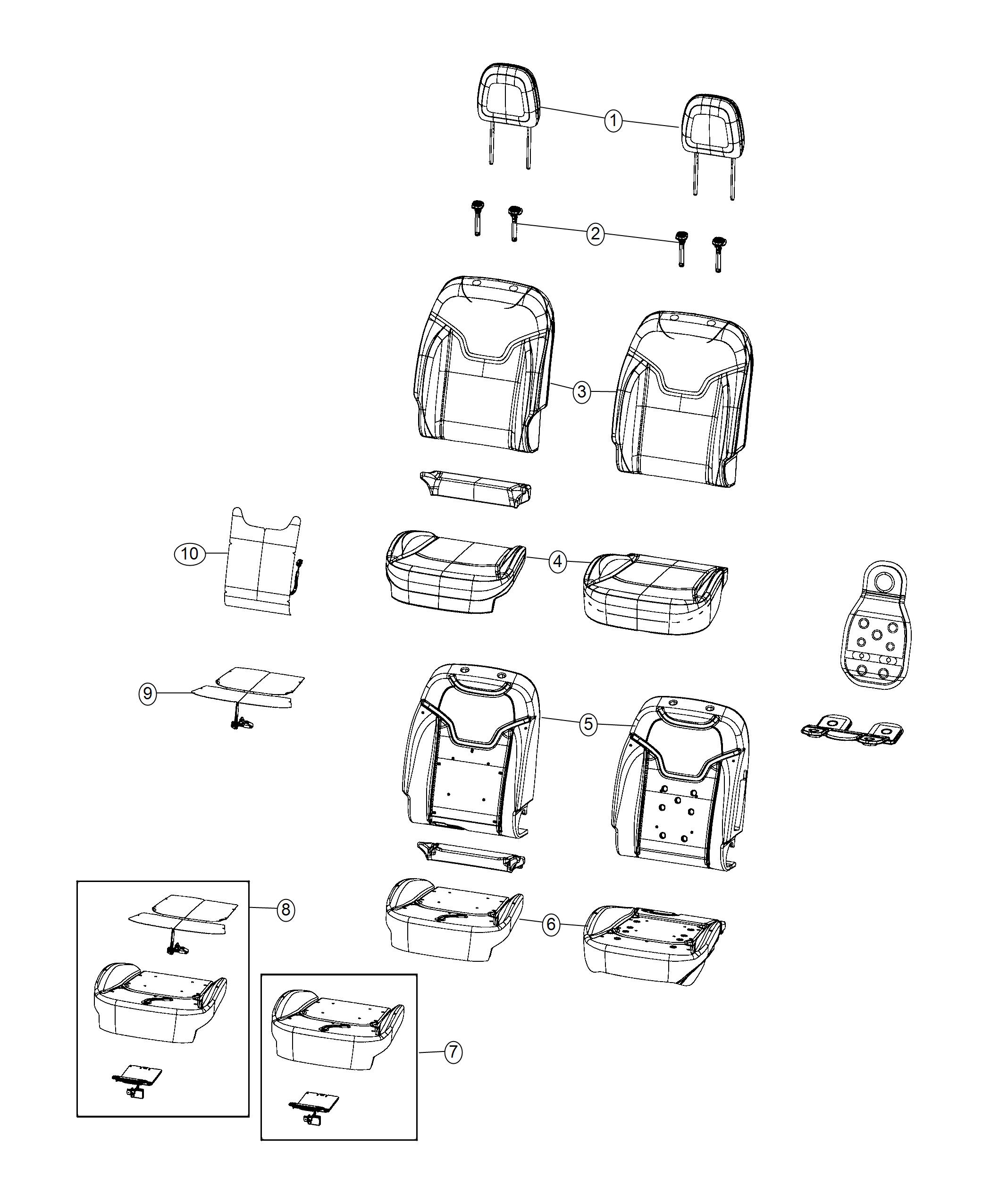 Diagram Front Seat - Bucket - Trim Code [A7]. for your 2000 Chrysler 300  M 