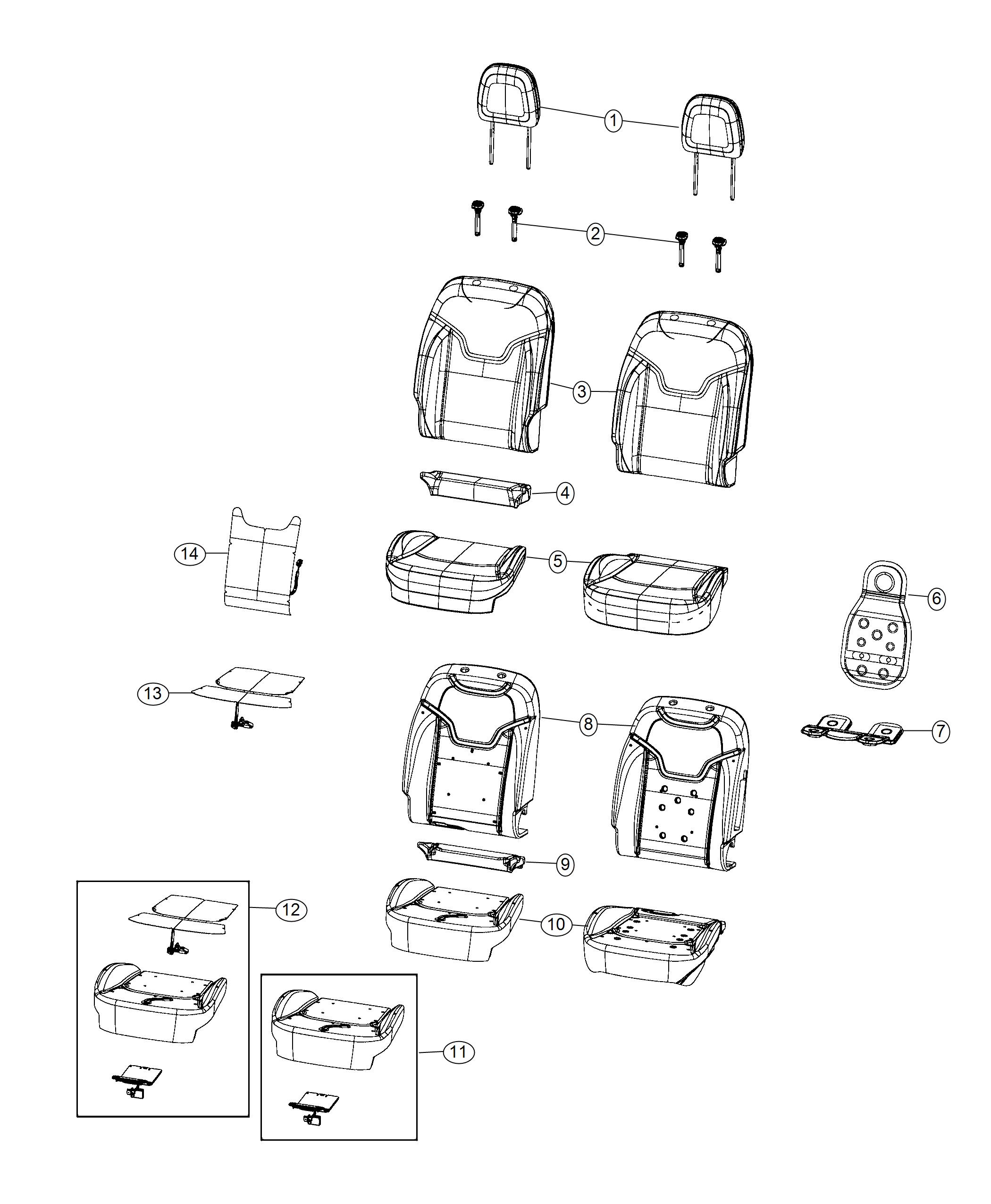 Diagram Front Seat - Bucket - Trim Code [Q6]. for your 2000 Chrysler 300  M 