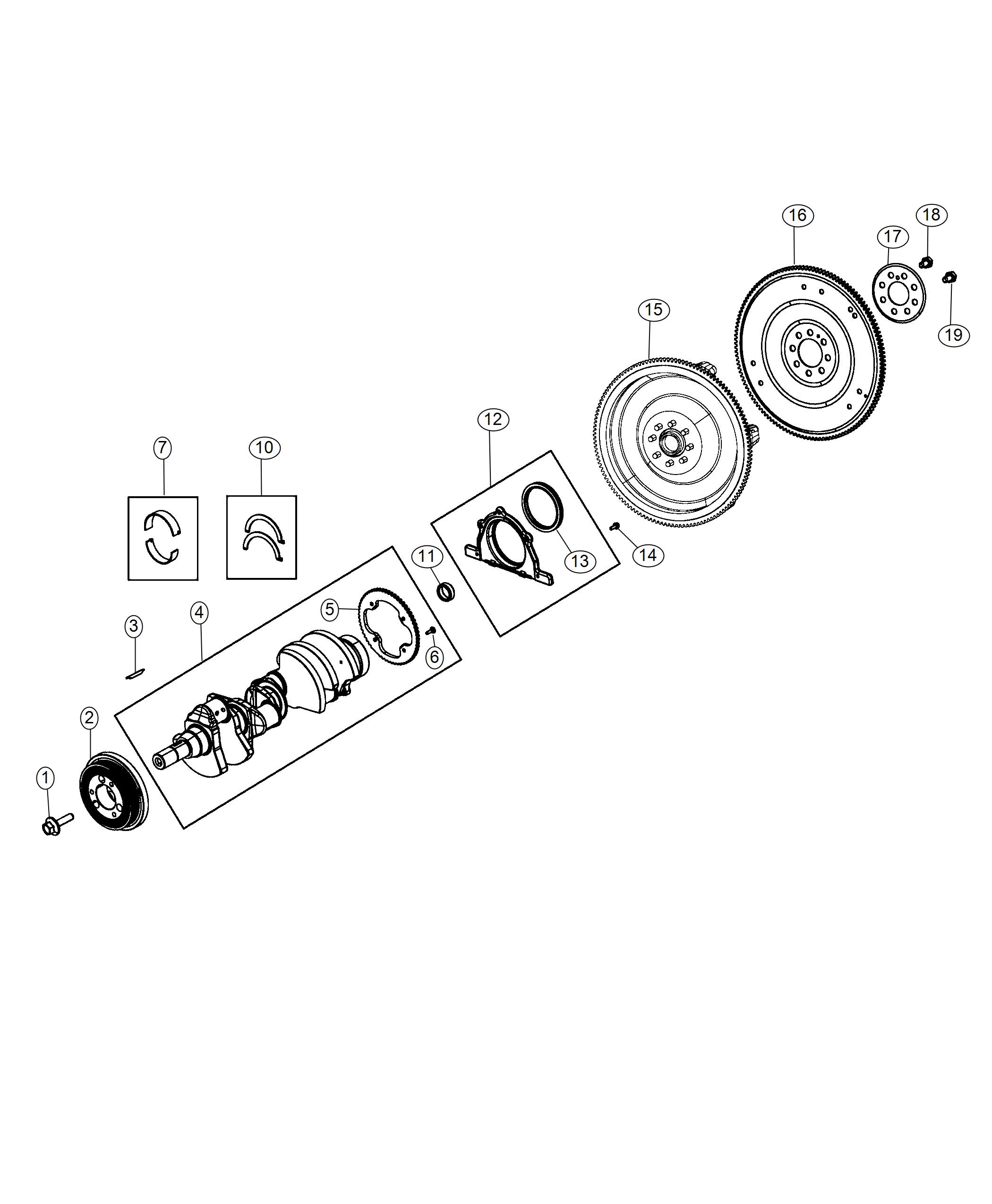 Diagram Crankshaft, Crankshaft Bearings, Damper And Flywheel 6.2L H.O.. for your 2000 Chrysler 300  M 