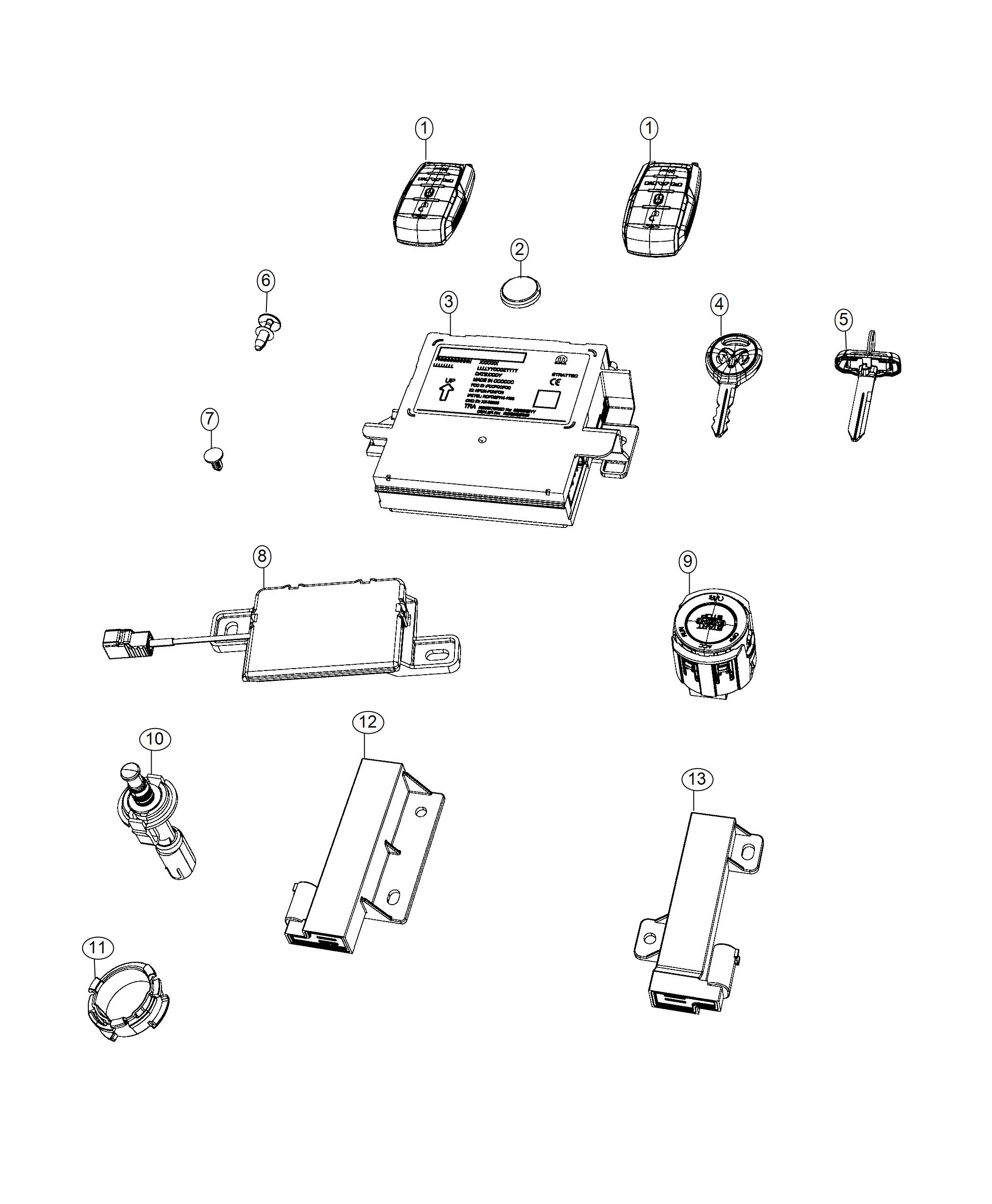 Diagram Module, Keys, Key FOB and Security. for your Ram 1500  