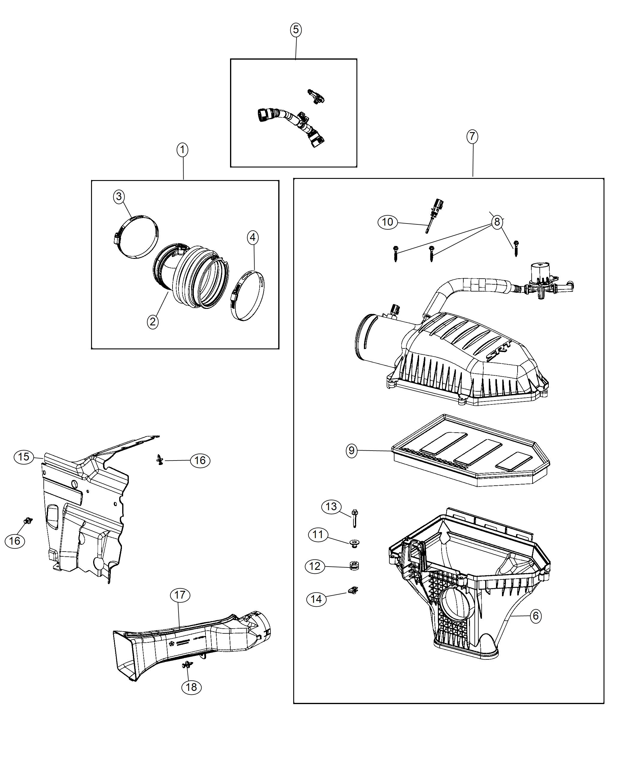 Diagram Air Cleaner 6.2L[6.2L Supercharged HEMI V8 SRT Engine]. for your 2004 Chrysler 300  M 