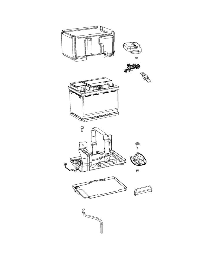 Battery, Tray and Support. Diagram