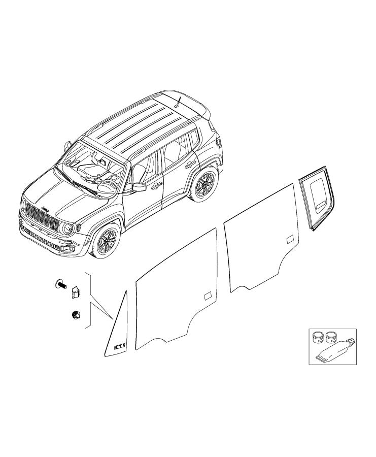 Diagram Front and Rear Stationary Side Glass. for your 2019 Jeep Renegade   