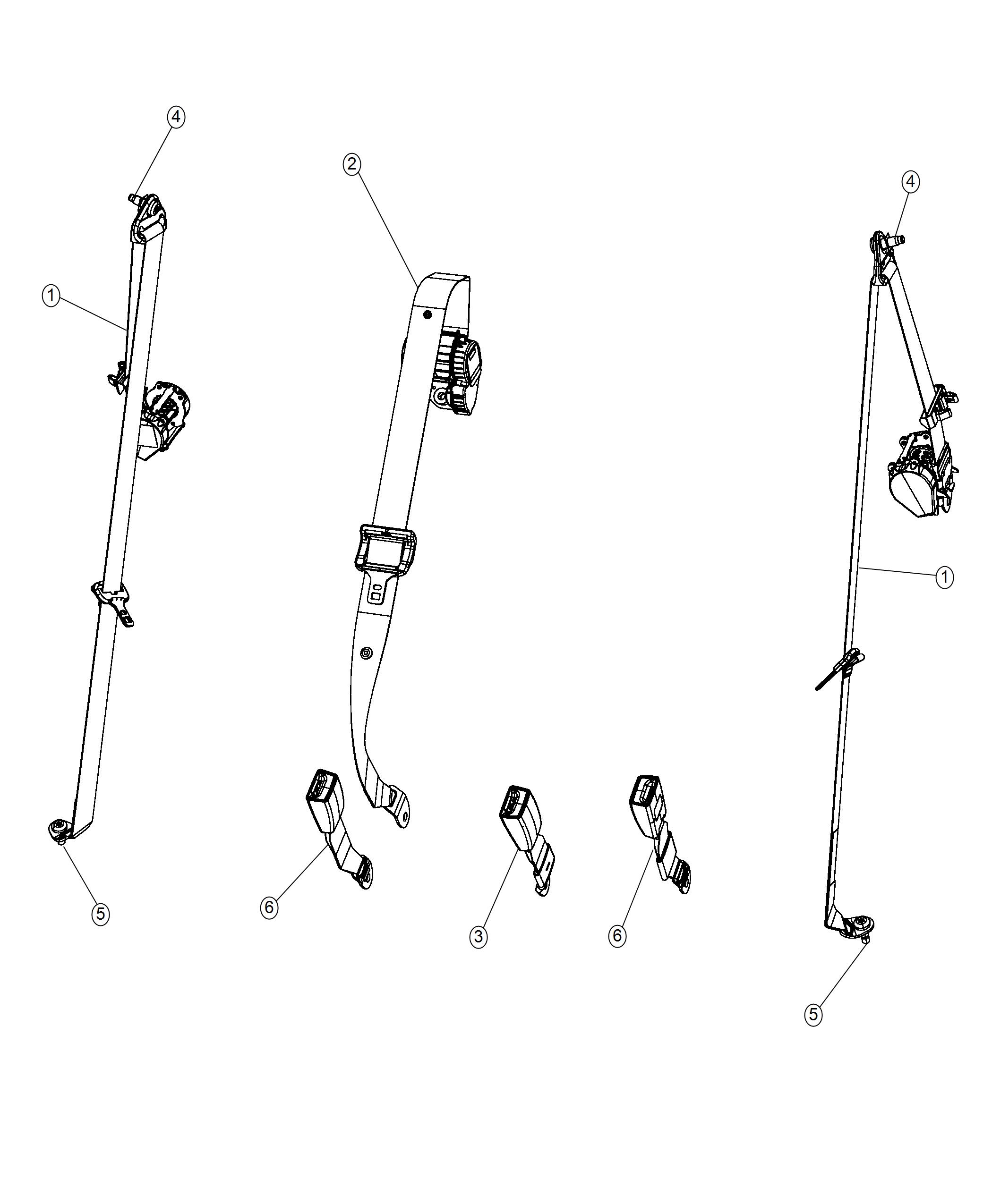 Seat Belt, Second Row. Diagram