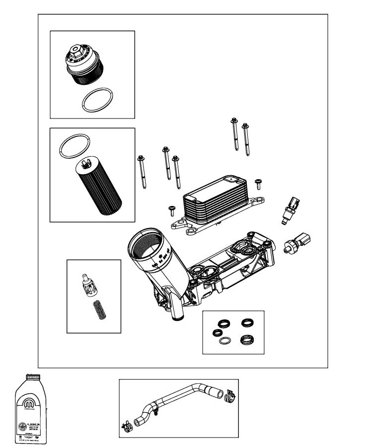 Diagram Engine Oil, Filter, Adapter/Cooler 3.6L [3.6L V6 VVT Engine]. for your 2012 Chrysler 200   
