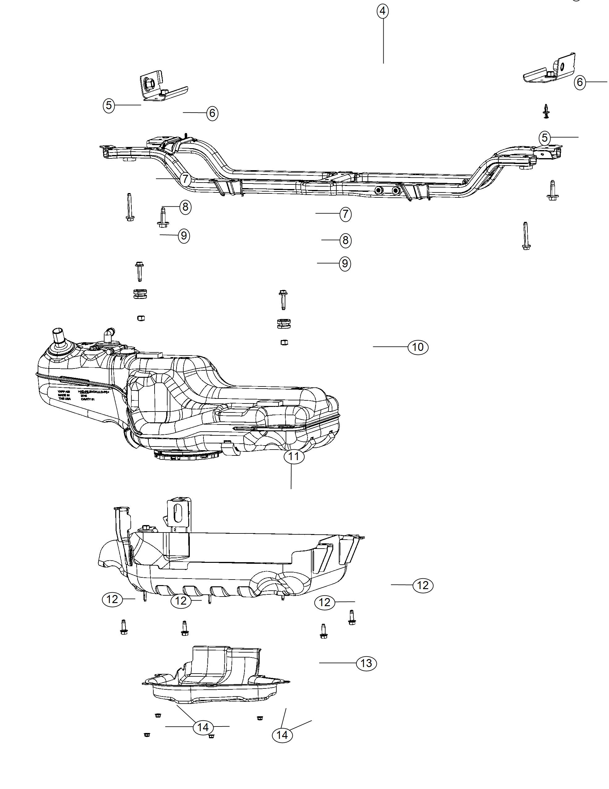 Diagram Urea Tank and Mounting Brackets. for your Jeep