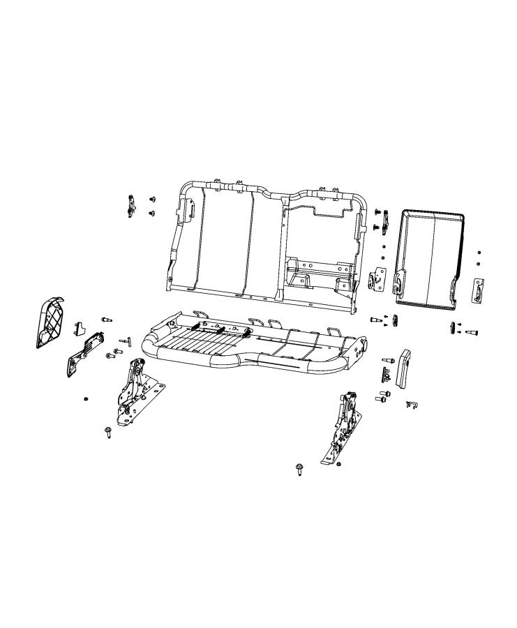 Diagram Second Row - Adjusters, Recliners, Shields and Risers, Split Seat. for your Ram