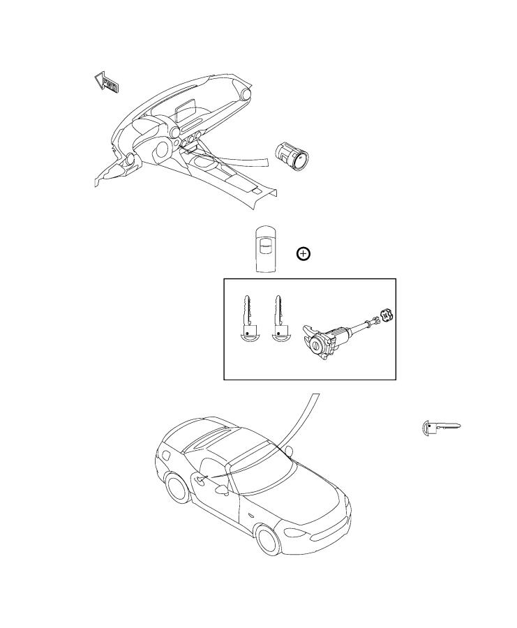 Diagram Module, Keys, Key FOB and Ignition. for your Fiat 124 Spider  