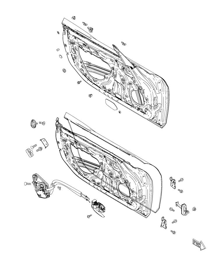 Diagram Front Door, Shell and Hinges. for your Fiat 124 Spider  