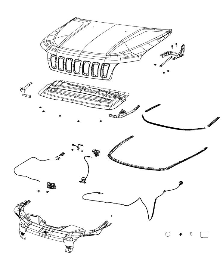 Diagram Hood and Related Parts. for your 2020 Jeep Cherokee Trailhawk  