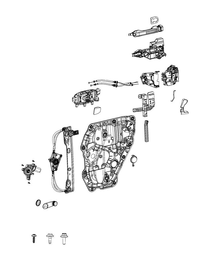 Diagram Rear Door, Hardware Components. for your 2020 Jeep Wrangler   