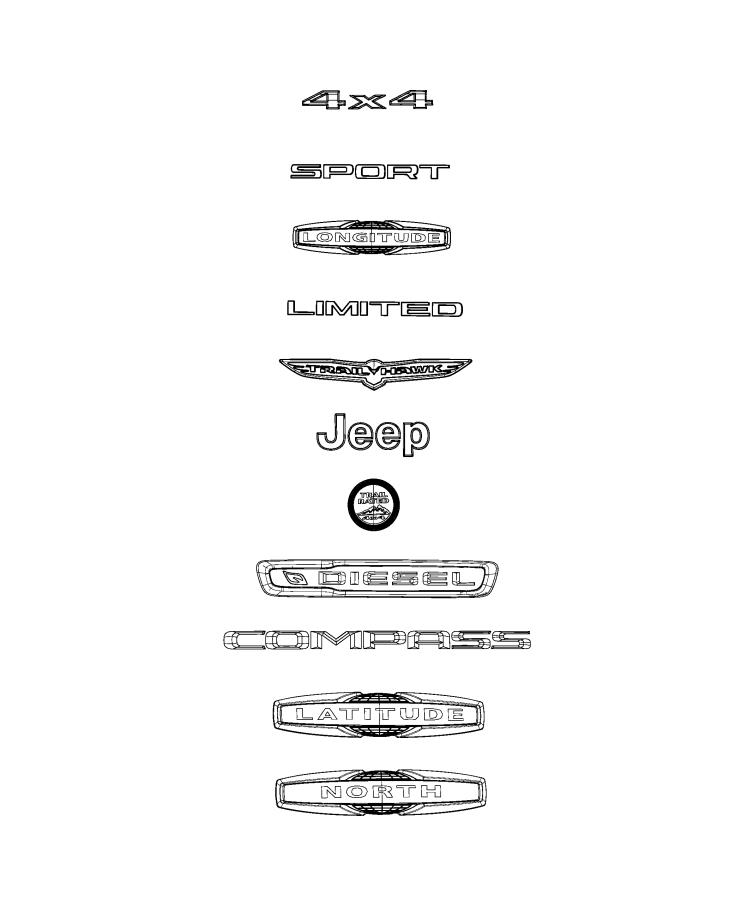 Diagram Nameplates, Emblems and Medallions. for your 2019 Dodge Journey  SE 