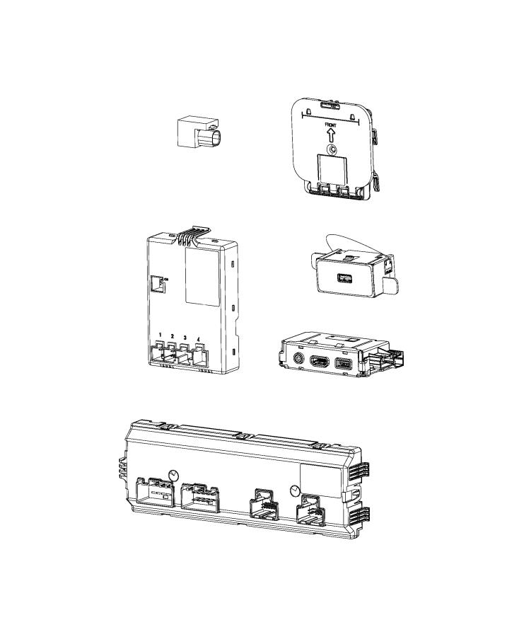 Diagram UConnect Media and Charging Centers. for your Chrysler Pacifica  