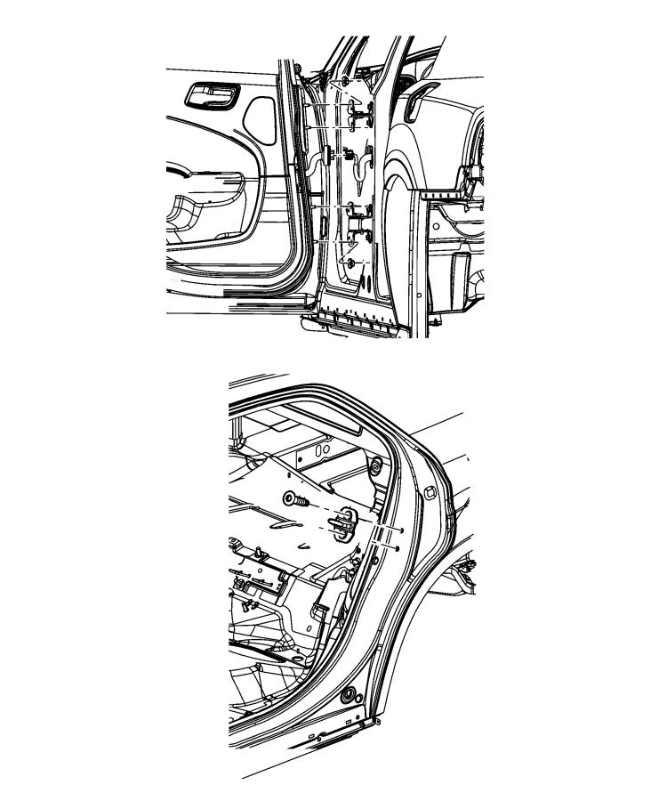 Diagram Rear Door, Shell and Hinges. for your 2001 Chrysler 300 M  