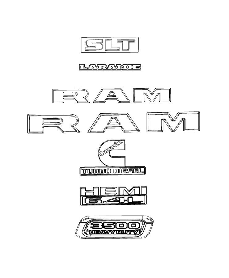 Diagram Nameplates, Emblems and Medallions. for your 2007 Ram 2500   