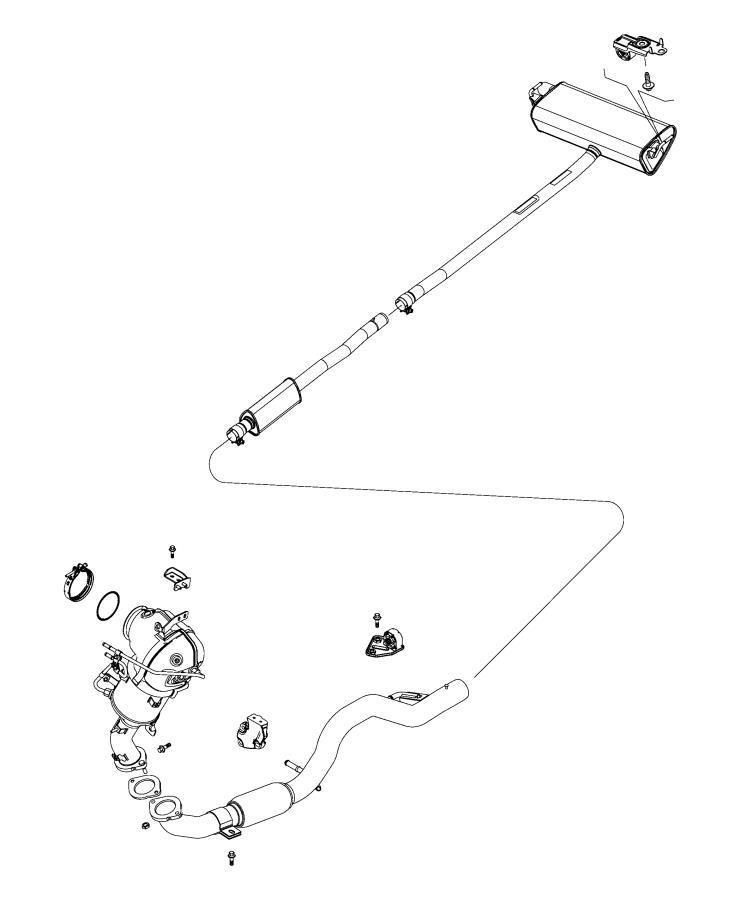 Diagram Exhaust System, 1.3L. for your 2014 Fiat 500X   