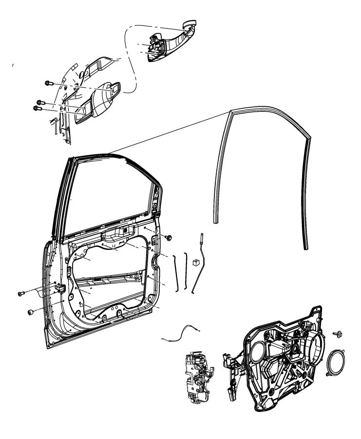 Diagram Front Door, Hardware Components. for your 2016 Dodge Journey   