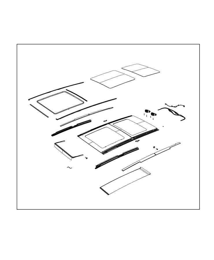 Diagram Sunroof and Component Parts, [Full Sunroof, Pwr Frt, Fixed Rear]. for your Jeep Renegade  