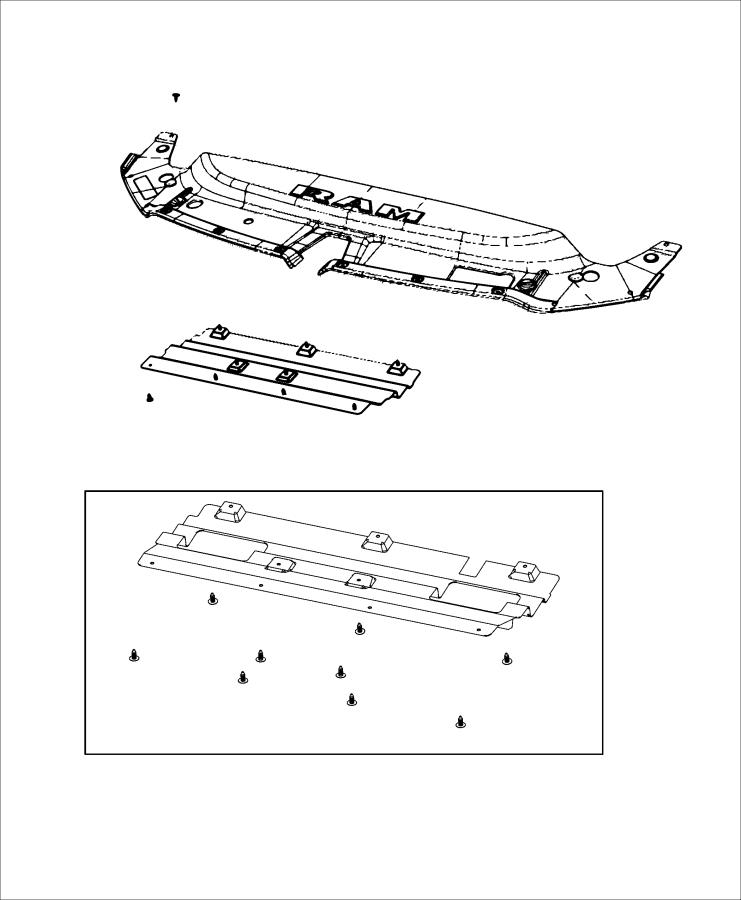 Diagram Radiator Seals, Shields, and Baffles. for your 2009 Ram 2500   