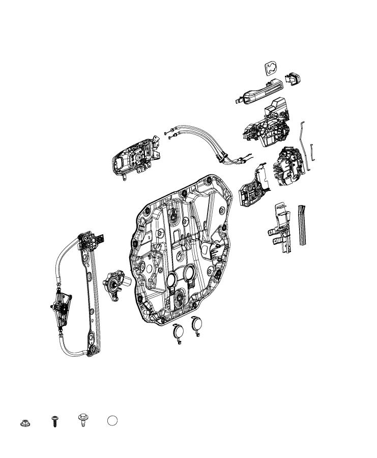 Diagram Front Door, Hardware Components. for your 2004 Jeep Wrangler   