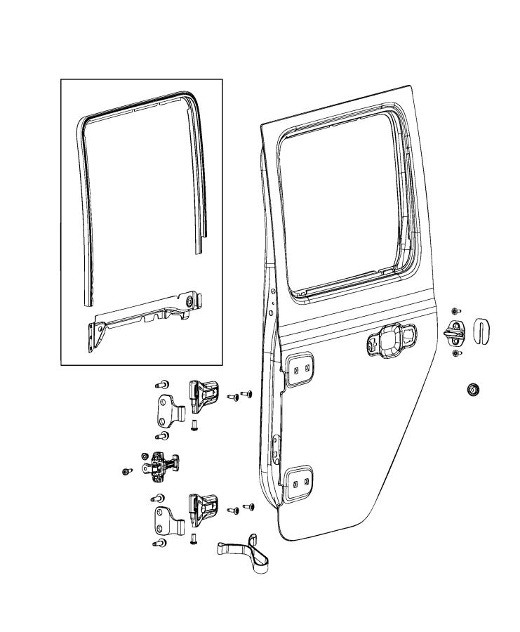 Rear Door, Shell and Hinges. Diagram